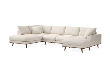 Copenhagen Premium 5-personers Højrevendt U-formet Dyb Sofa med Divan og Chaiselong i Stof - Lys beige - Møbler - Sofaer - U-sofa