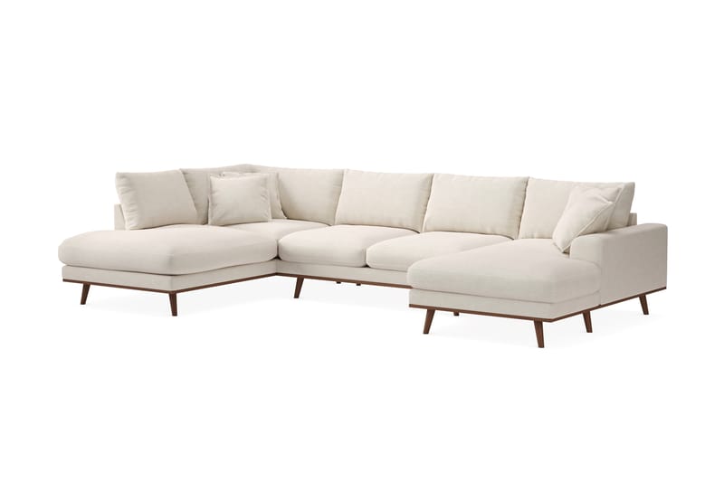 Copenhagen Premium 5-personers Højrevendt U-formet Dyb Sofa med Divan og Chaiselong i Stof - Lys beige - Møbler - Sofaer - U-sofa