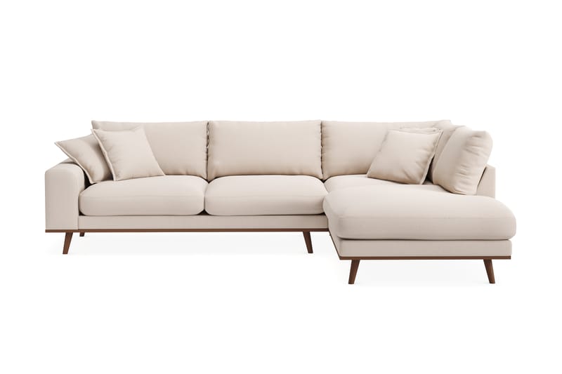 Copenhagen Premium 4-personers Højrevendt L-formet Dyb Chaiselongsofa i Bouclé - Lys beige - Møbler - Sofaer - Sofaer med sjeselong - 4 seters sofa med divan