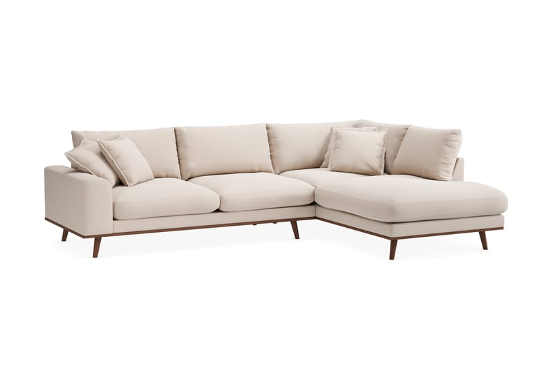 Copenhagen Premium 4-personers Højrevendt L-formet Dyb Chaiselongsofa i Bouclé - Lys beige - Møbler - Sofaer - Sofaer med sjeselong - 4 seters sofa med divan