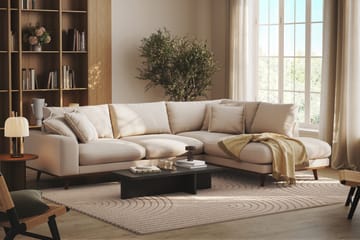 Copenhagen Premium 4-personers Højrevendt L-formet Dyb Chaiselongsofa i Bouclé - Lys beige - Møbler - Sofaer - Sofaer med sjeselong - 4 seters sofa med divan