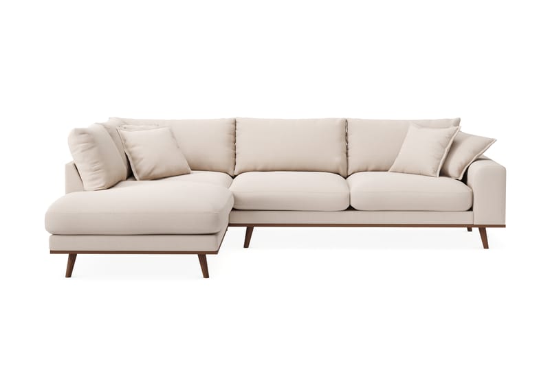 Copenhagen Premium 4-personers Venstrevendt L-formet Dyb Chaiselongsofa i Bouclé - Lys beige - Møbler - Sofaer - Sofaer med sjeselong - 4 seters sofa med divan