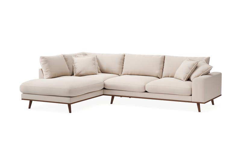 Copenhagen Premium 4-personers Venstrevendt L-formet Dyb Chaiselongsofa i Bouclé - Lys beige - Møbler - Sofaer - Sofaer med sjeselong - 4 seters sofa med divan