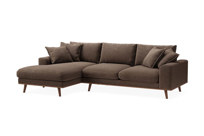Copenhagen Premium 4-personers Venstrevendt L-formet Dyb Divansofa i Stof - Brun - Møbler - Sofaer - Sofaer med sjeselong - 4 seters sofa med divan
