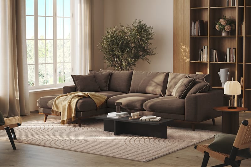 Copenhagen Premium 4-personers Venstrevendt L-formet Dyb Divansofa i Stof - Brun - Møbler - Sofaer - Sofaer med sjeselong - 4 seters sofa med divan