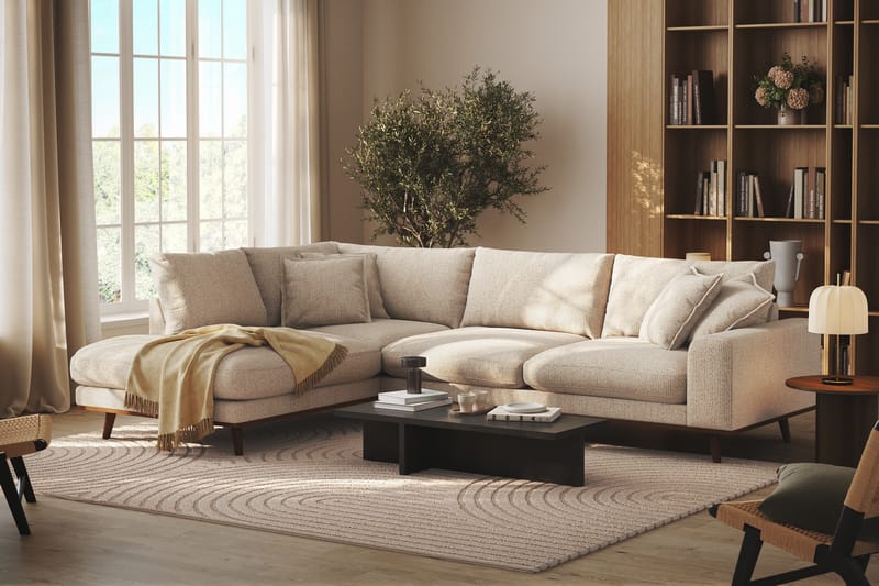 Copenhagen Premium 4-personers Venstrevendt L-formet Dyb Chaiselongsofa i Chenille - Beige - Møbler - Sofaer - Sofaer med sjeselong - 4 seters sofa med divan