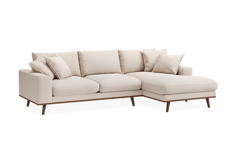 Copenhagen Premium 4-personers Højrevendt L-formet Dyb Divansofa i Bouclé - Lys beige - Møbler - Sofaer - Sofaer med sjeselong - 4 seters sofa med divan
