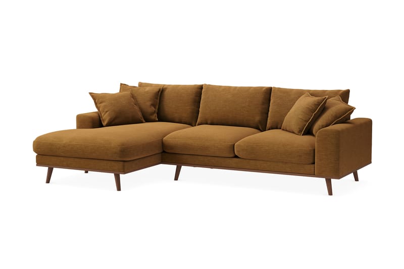 Copenhagen Premium 4-personers Venstrevendt L-formet Dyb Divansofa i Stof - Sennepsgul - Møbler - Sofaer - Sofaer med sjeselong - 4 seters sofa med divan