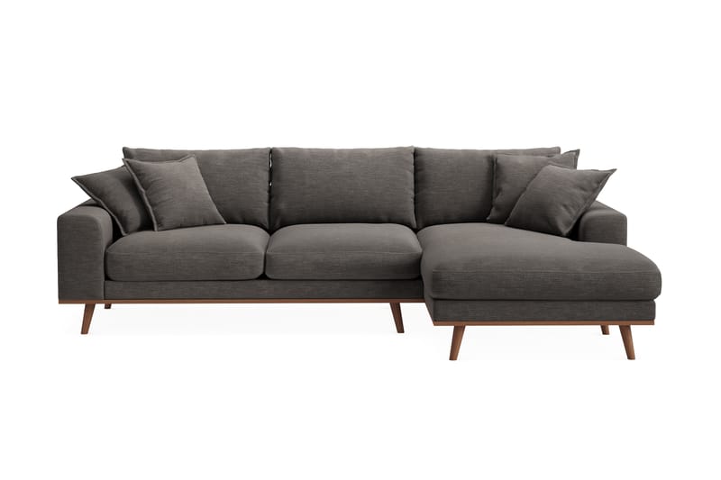 Copenhagen Premium 4-personers Højrevendt L-formet Dyb Divansofa i Stof - Mørkegrå - Møbler - Sofaer - Sofaer med sjeselong - 4 seters sofa med divan