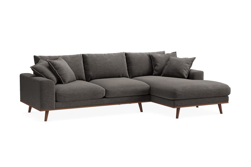 Copenhagen Premium 4-personers Højrevendt L-formet Dyb Divansofa i Stof - Mørkegrå - Møbler - Sofaer - Sofaer med sjeselong - 4 seters sofa med divan