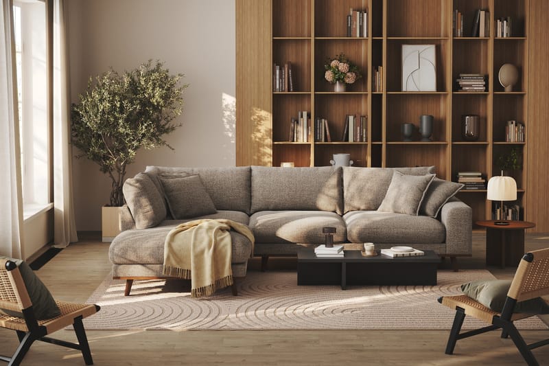 Copenhagen Premium 4-personers Venstrevendt L-formet Dyb Chaiselongsofa i Chenille - Brun - Møbler - Sofaer - Sofaer med sjeselong - 4 seters sofa med divan