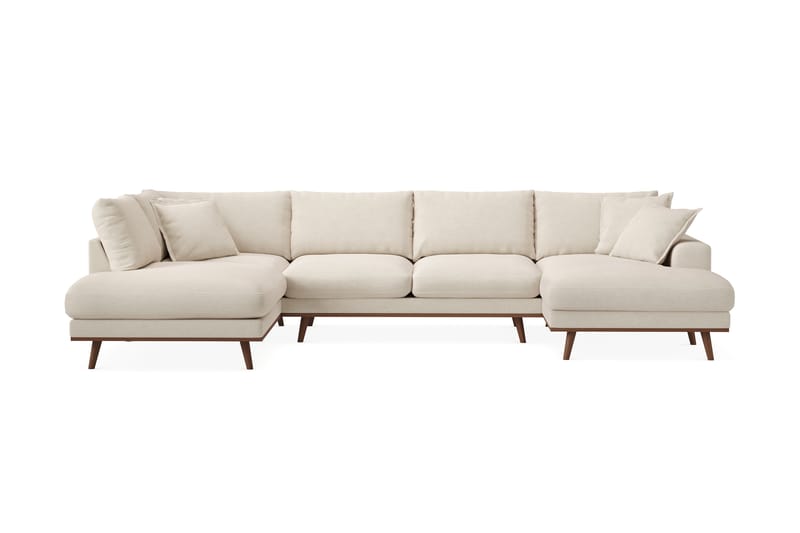 Copenhagen Premium 5-personers Højrevendt U-formet Dyb Sofa med Divan og Chaiselong i Stof - Beige - Møbler - Sofaer - U-sofa