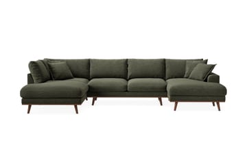 Copenhagen Premium 5-personers Højrevendt U-formet Dyb Sofa med Divan og Chaiselong i Stof - Grøn - Møbler - Sofaer - U-sofa