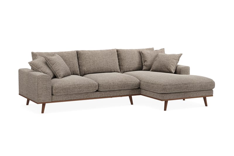 Copenhagen Premium 4-personers Højrevendt L-formet Dyb Divansofa i Chenille - Brun - Møbler - Sofaer - Sofaer med sjeselong - 4 seters sofa med divan