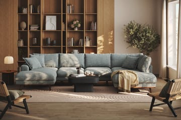 Copenhagen Premium 5-personers Højrevendt U-formet Dyb Sofa med Divan og Chaiselong i Chenille - Grå/blå - Møbler - Sofaer - U-sofa