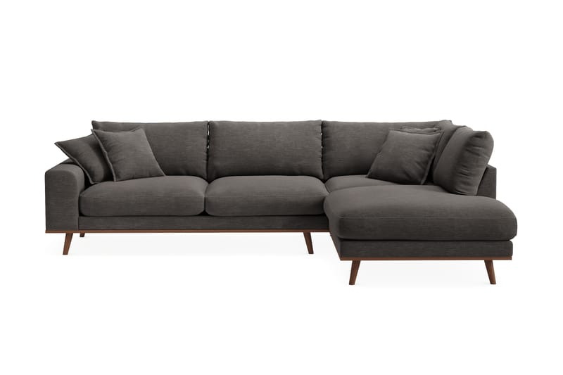 Copenhagen Premium 4-personers Højrevendt L-formet Dyb Chaiselongsofa i Stof - Mørkegrå - Møbler - Sofaer - Sofaer med sjeselong - 4 seters sofa med divan