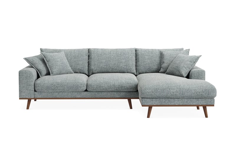 Copenhagen Premium 4-personers Højrevendt L-formet Dyb Divansofa i Chenille - Grå/blå - Møbler - Sofaer - Sofaer med sjeselong - 4 seters sofa med divan