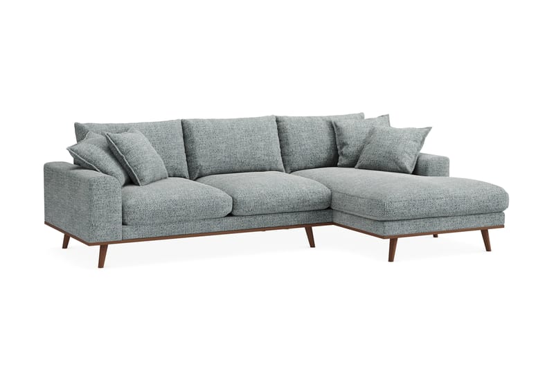 Copenhagen Premium 4-personers Højrevendt L-formet Dyb Divansofa i Chenille - Grå/blå - Møbler - Sofaer - Sofaer med sjeselong - 4 seters sofa med divan