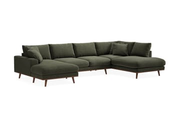 Copenhagen Premium 5-personers Venstrevendt U-formet Dyb Sofa med Divan og Chaiselong i Stof - Grøn - Møbler - Sofaer - U-sofa