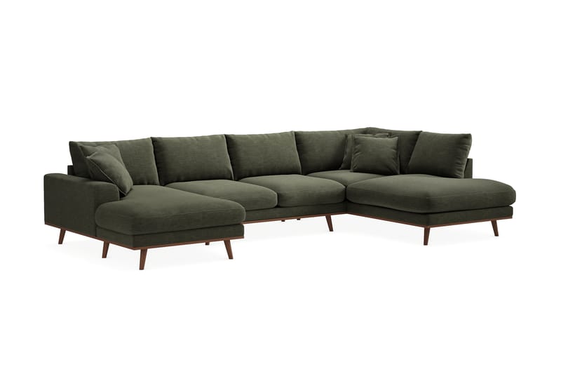 Copenhagen Premium 5-personers Venstrevendt U-formet Dyb Sofa med Divan og Chaiselong i Stof - Grøn - Møbler - Sofaer - U-sofa