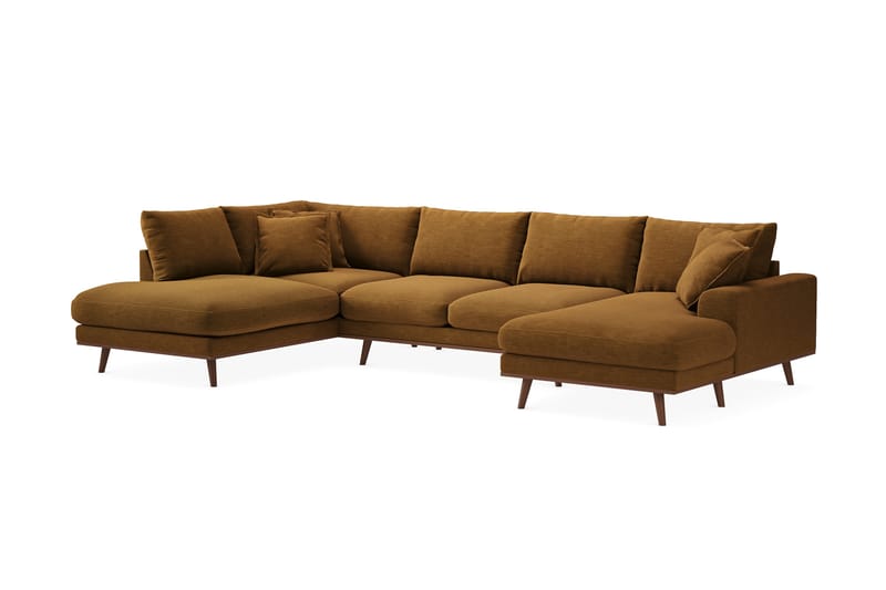 Copenhagen Premium 5-personers Højrevendt U-formet Dyb Sofa med Divan og Chaiselong i Stof - Sennepsgul - Møbler - Sofaer - U-sofa