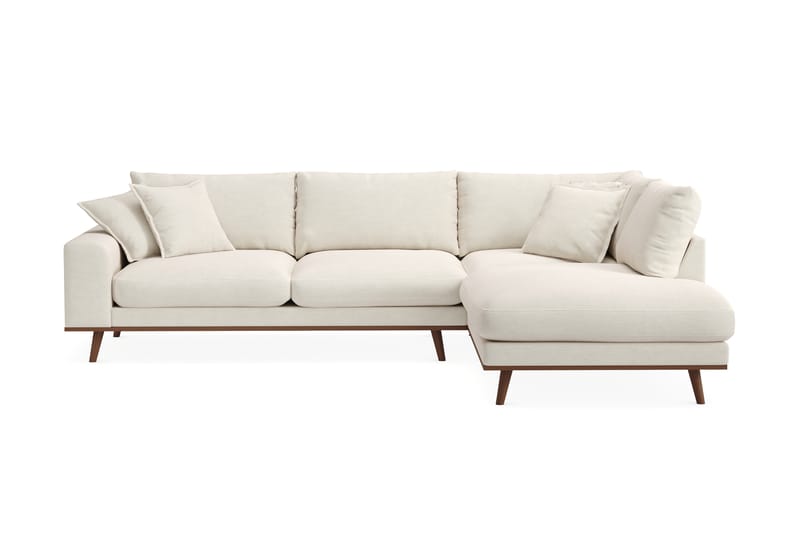 Copenhagen Premium 4-personers Højrevendt L-formet Dyb Chaiselongsofa i Stof - Lys beige - Møbler - Sofaer - Sofaer med sjeselong - 4 seters sofa med divan