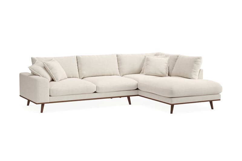 Copenhagen Premium 4-personers Højrevendt L-formet Dyb Chaiselongsofa i Stof - Lys beige - Møbler - Sofaer - Sofaer med sjeselong - 4 seters sofa med divan