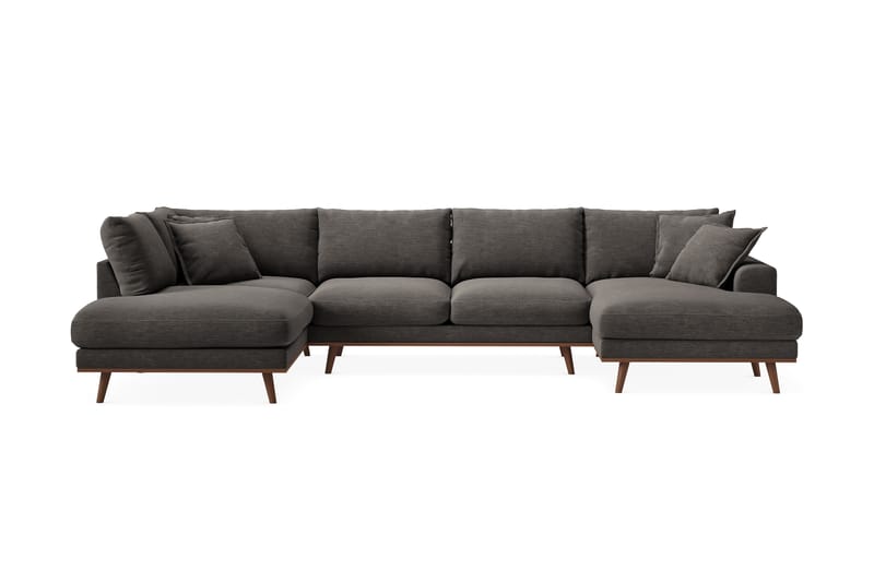 Copenhagen Premium 5-personers Højrevendt U-formet Dyb Sofa med Divan og Chaiselong i Stof - Mørkegrå - Møbler - Sofaer - U-sofa