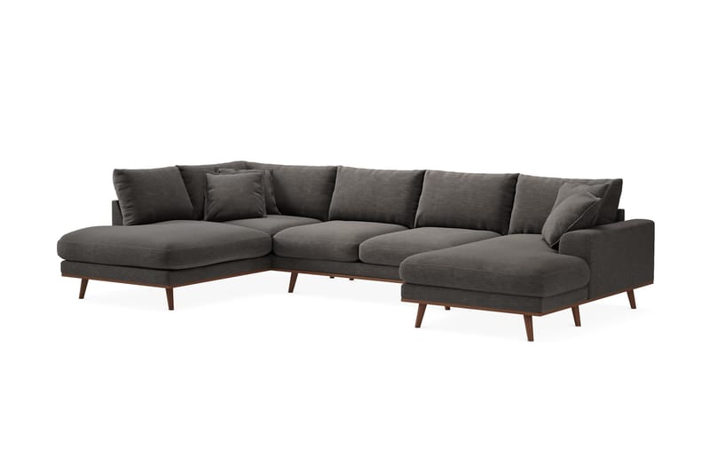 Copenhagen Premium 5-personers Højrevendt U-formet Dyb Sofa med Divan og Chaiselong i Stof - Mørkegrå - Møbler - Sofaer - U-sofa