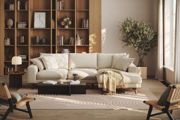 Copenhagen Premium 4-personers Højrevendt L-formet Dyb Divansofa i Stof - Beige - Møbler - Sofaer - Sofaer med sjeselong - 4 seters sofa med divan