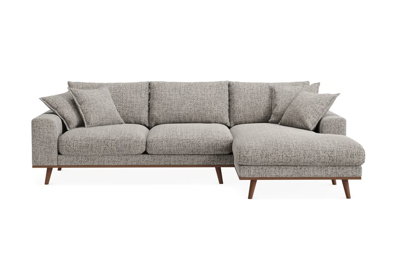 Copenhagen Premium 4-personers Højrevendt L-formet Dyb Divansofa i Chenille - Grå - Møbler - Sofaer - Sofaer med sjeselong - 4 seters sofa med divan