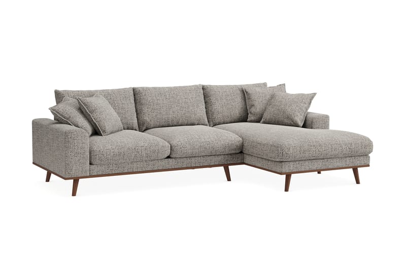 Copenhagen Premium 4-personers Højrevendt L-formet Dyb Divansofa i Chenille - Grå - Møbler - Sofaer - Sofaer med sjeselong - 4 seters sofa med divan