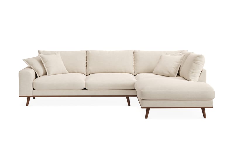 Copenhagen Premium 4-personers Højrevendt L-formet Dyb Chaiselongsofa i Stof - Beige - Møbler - Sofaer - Sofaer med sjeselong - 4 seters sofa med divan