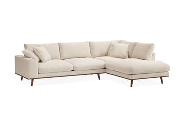 Copenhagen Premium 4-personers Højrevendt L-formet Dyb Chaiselongsofa i Stof - Beige - Møbler - Sofaer - Sofaer med sjeselong - 4 seters sofa med divan
