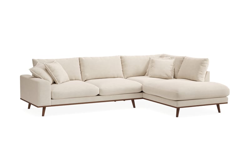 Copenhagen Premium 4-personers Højrevendt L-formet Dyb Chaiselongsofa i Stof - Beige - Møbler - Sofaer - Sofaer med sjeselong - 4 seters sofa med divan