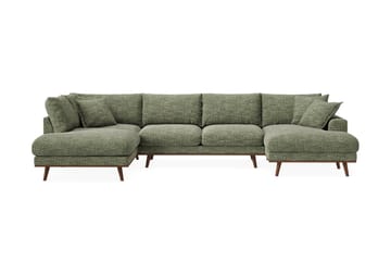 Copenhagen Premium 5-personers Venstrevendt U-formet Dyb Sofa med Divan og Chaiselong i Chenille - Grøn - Møbler - Sofaer - U-sofa