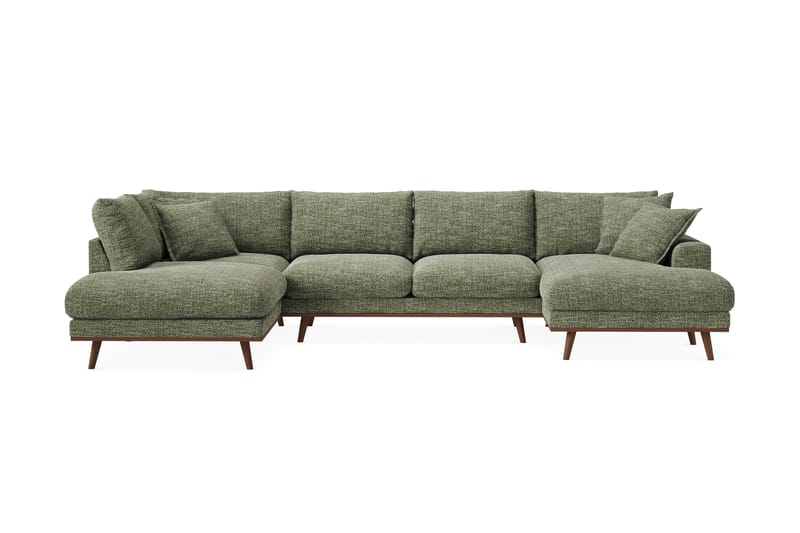 Copenhagen Premium 5-personers Venstrevendt U-formet Dyb Sofa med Divan og Chaiselong i Chenille - Grøn - Møbler - Sofaer - U-sofa