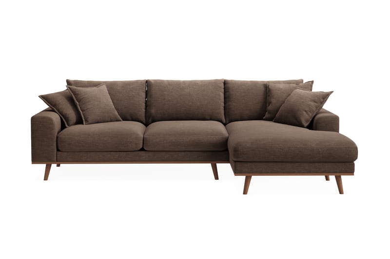 Copenhagen Premium 4-personers Højrevendt L-formet Dyb Divansofa i Stof - Brun - Møbler - Sofaer - Sofaer med sjeselong - 4 seters sofa med divan