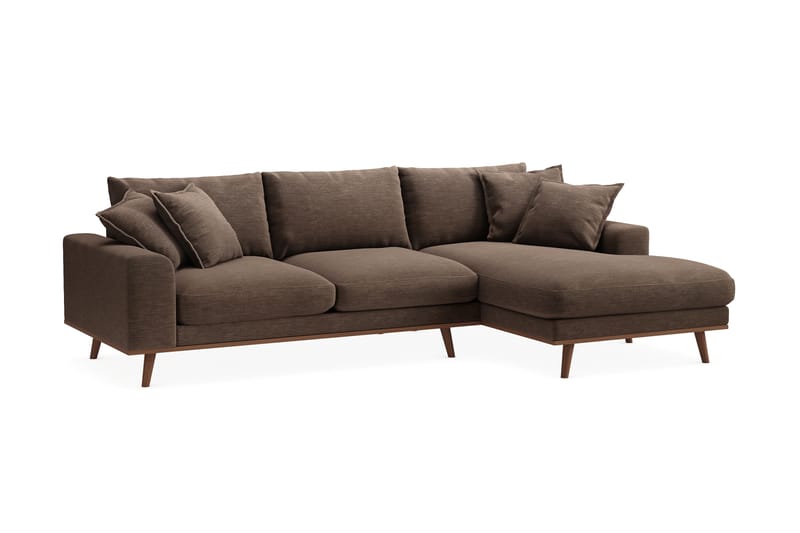 Copenhagen Premium 4-personers Højrevendt L-formet Dyb Divansofa i Stof - Brun - Møbler - Sofaer - Sofaer med sjeselong - 4 seters sofa med divan