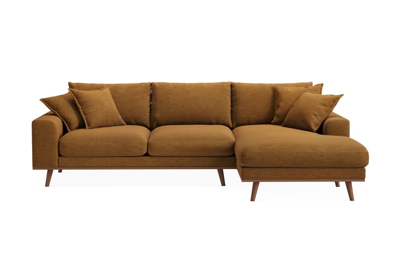 Copenhagen Premium 4-personers Højrevendt L-formet Dyb Divansofa i Stof - Sennepsgul - Møbler - Sofaer - Sofaer med sjeselong - 4 seters sofa med divan