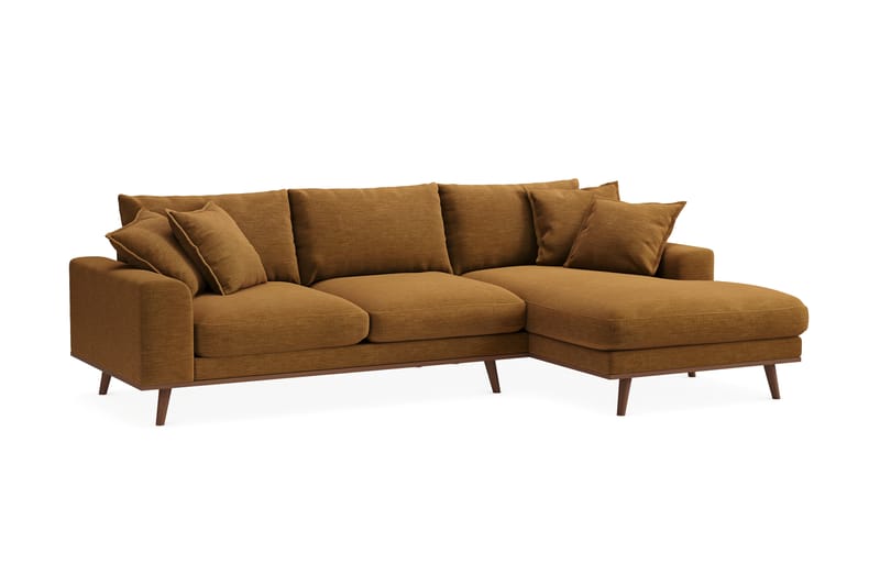 Copenhagen Premium 4-personers Højrevendt L-formet Dyb Divansofa i Stof - Sennepsgul - Møbler - Sofaer - Sofaer med sjeselong - 4 seters sofa med divan