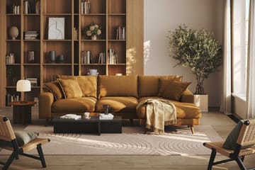 Copenhagen Premium 4-personers Højrevendt L-formet Dyb Divansofa i Stof - Sennepsgul - Møbler - Sofaer - Sofaer med sjeselong - 4 seters sofa med divan