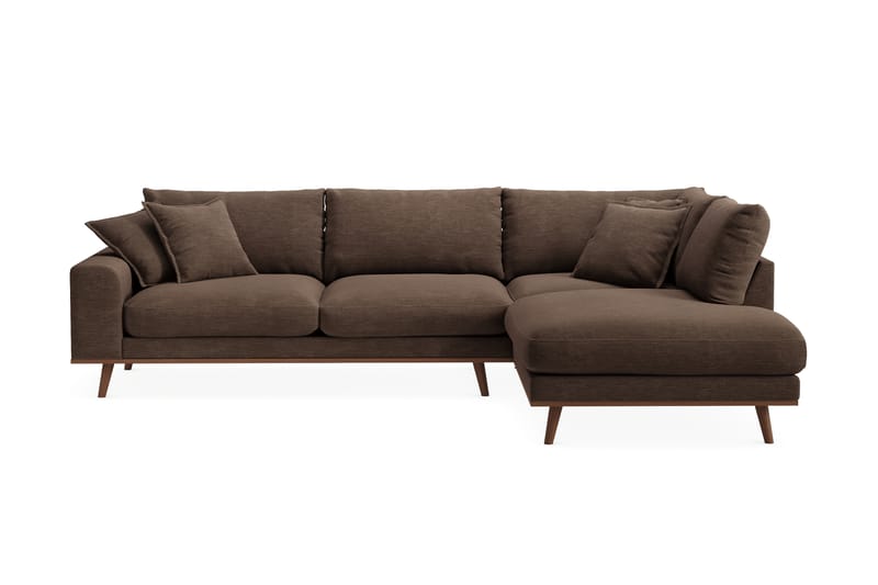 Copenhagen Premium 4-personers Højrevendt L-formet Dyb Chaiselongsofa i Stof - Brun - Møbler - Sofaer - Sofaer med sjeselong - 4 seters sofa med divan