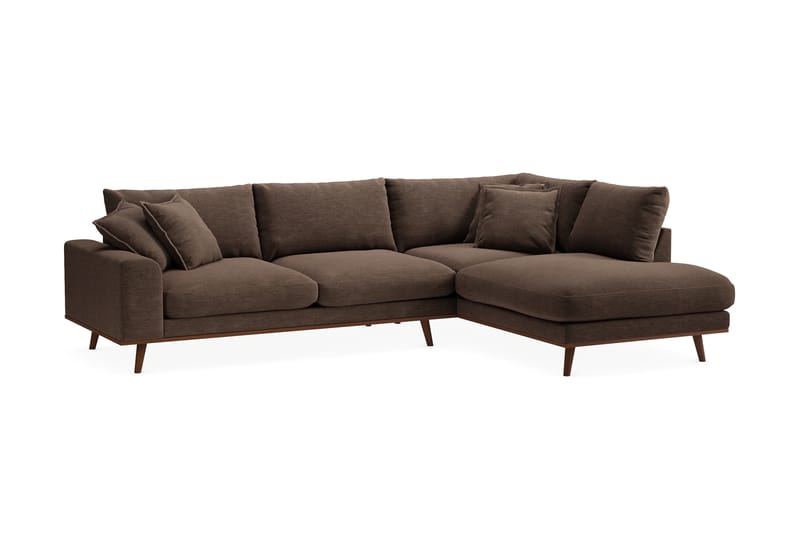 Copenhagen Premium 4-personers Højrevendt L-formet Dyb Chaiselongsofa i Stof - Brun - Møbler - Sofaer - Sofaer med sjeselong - 4 seters sofa med divan