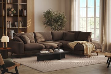 Copenhagen Premium 4-personers Højrevendt L-formet Dyb Chaiselongsofa i Stof - Brun - Møbler - Sofaer - Sofaer med sjeselong - 4 seters sofa med divan