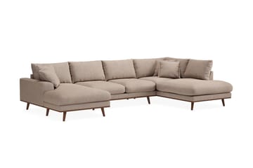 Copenhagen Premium 5-personers Højrevendt U-formet Dyb Sofa med Divan og Chaiselong i Stoff - Lyse brun - Møbler - Sofaer - U-sofa