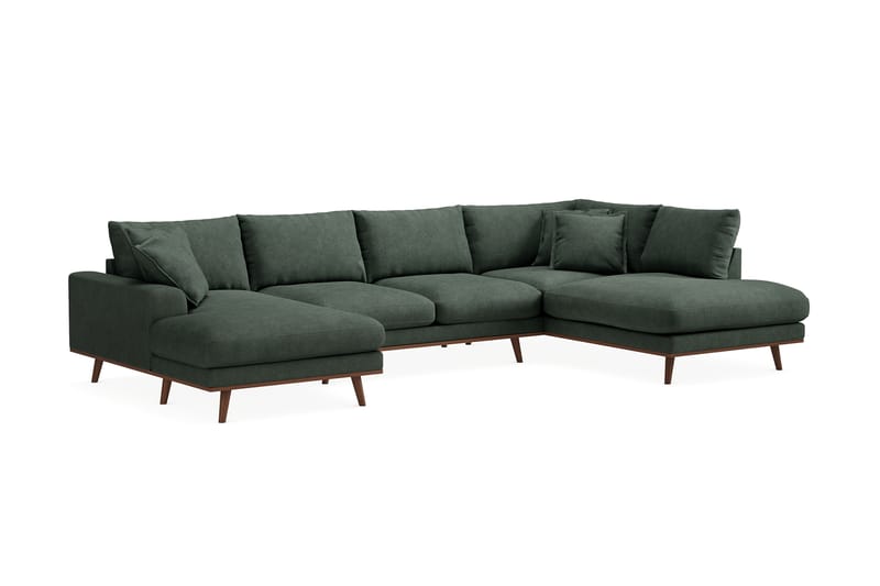 Copenhagen Premium 5-personers Højrevendt U-formet Dyb Sofa med Divan og Chaiselong i Stoff - Grön - Møbler - Sofaer - U-sofa