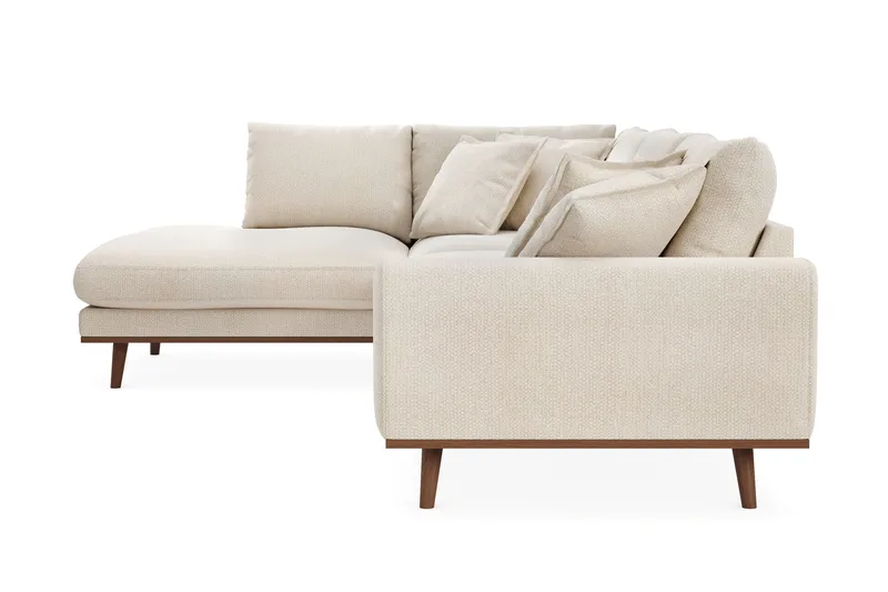 Copenhagen Premium 4-personers Venstrevendt L-formet Dyb Chaiselongsofa i Chenille - Lys beige - Møbler - Sofaer - Sofaer med sjeselong - 4 seters sofa med divan