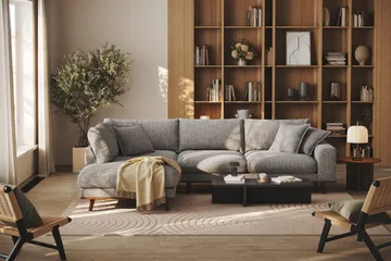 Copenhagen Premium 4-personers Venstrevendt L-formet Dyb Chaiselongsofa i Chenille - Grå - Møbler - Sofaer - Sofaer med sjeselong - 4 seters sofa med divan