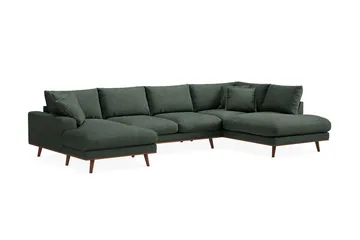 Copenhagen Premium 5-personers Højrevendt U-formet Dyb Sofa med Divan og Chaiselong i Stoff - Grön - Møbler - Sofaer - U-sofa